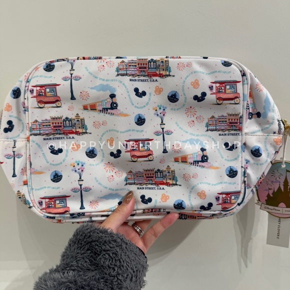 Stoney Clover Lane Handbags - Stoney Clover Lane White Main Street USA Print Cosmetic Pouch